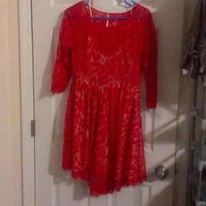 Free People Red lace dress sz 8